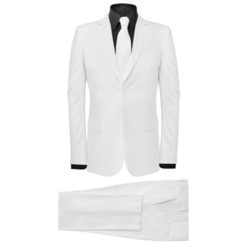 Vidaxl costum bărbătesc 2 piese cu cravată mărimea 54, alb