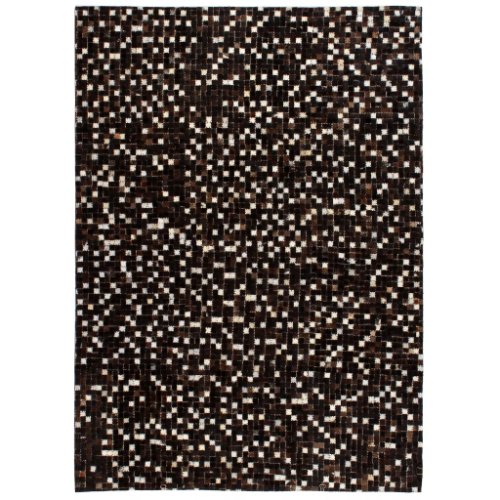 Vidaxl covor piele naturală, mozaic, 80x150 cm, pătrate, negru/alb