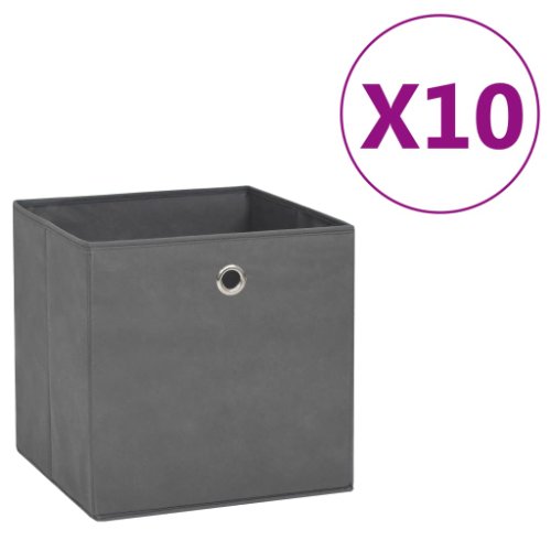 Vidaxl cutii depozitare, 10 buc., gri, 28x28x28 cm, material nețesut