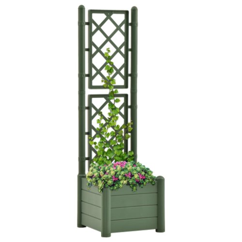 Vidaxl jardinieră de grădină cu spalier, verde, 43x43x142 cm, pp 