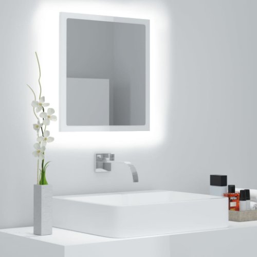 Vidaxl oglindă de baie cu led, alb extralucios, 40x8,5x37 cm, pal