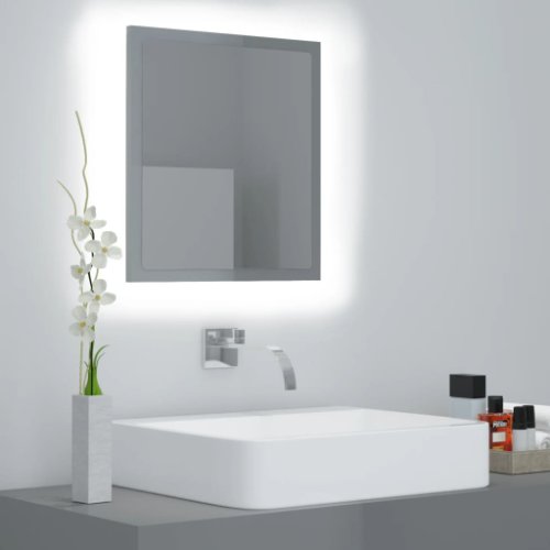 Vidaxl oglindă de baie cu led, gri extralucios, 40x8,5x37 cm, pal