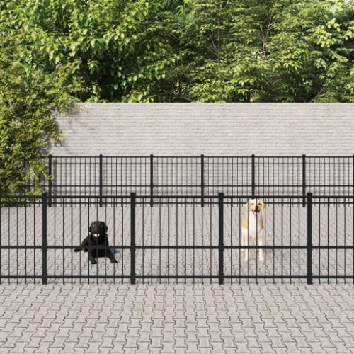 Vidaxl padoc pentru câini de exterior, 65,86 m², oțel