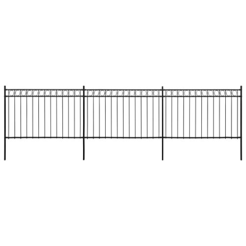 Vidaxl panouri de gard cu stâlpi, negru, 6 x 2 m, oțel 