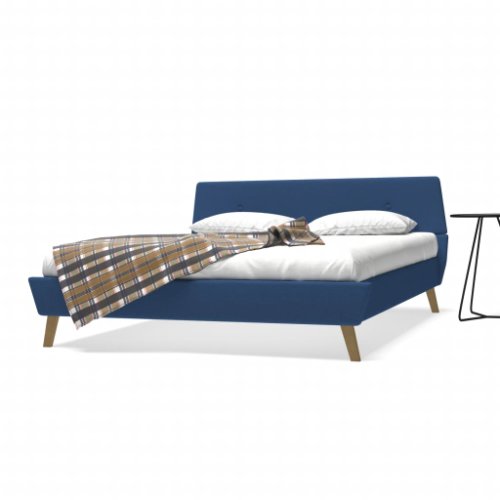 Vidaxl pat cu saltea, spumă memorie, albastru, 160 x 200 cm, textil
