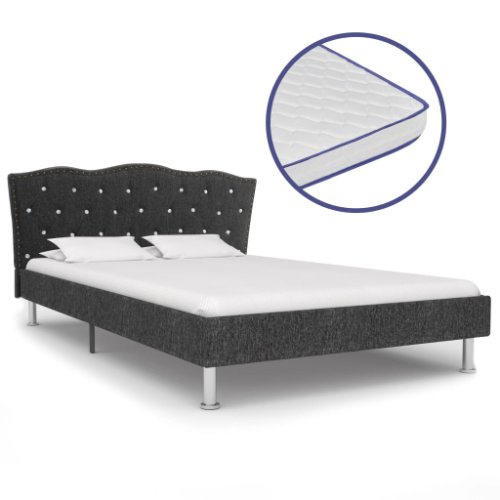 Vidaxl pat cu saltea spumă memorie, gri închis, 120 x 200 cm, textil 