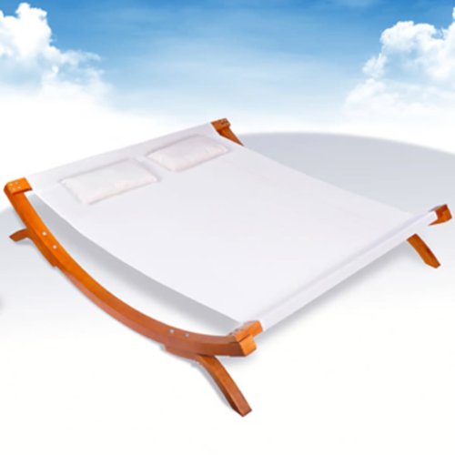 Vidaxl pat șezlong de exterior cu perne, alb, lemn 