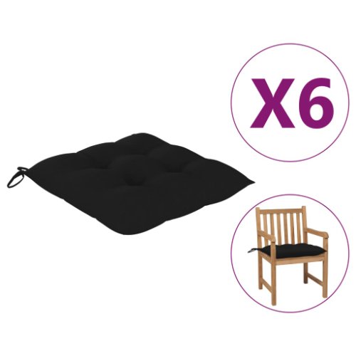 Vidaxl perne de scaun, 6 buc, negru, 50 x 50 x 7 cm, textil