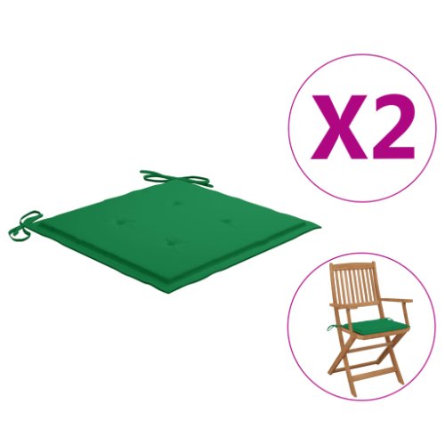 Vidaxl perne scaun de grădină, 2 buc., verde, 40x40x4 cm, textil