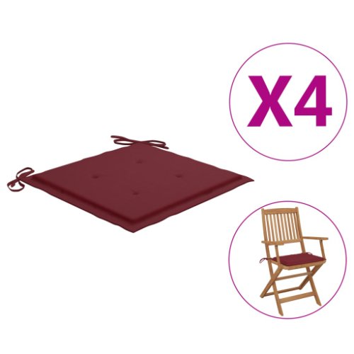 Vidaxl perne scaun de grădină, 4 buc., roșu vin, 40x40x4 cm, textil