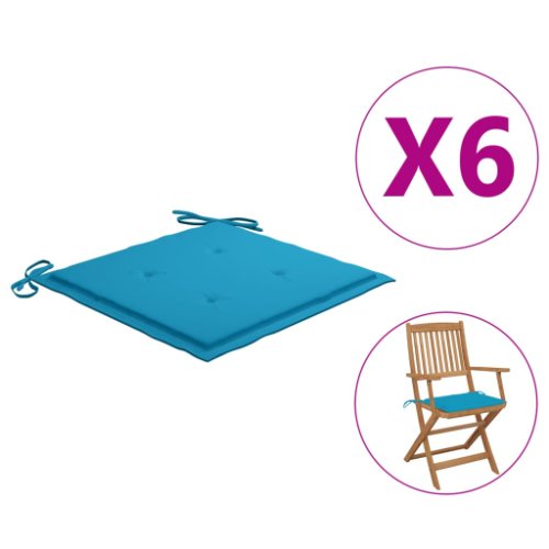 Vidaxl perne scaun de grădină, 6 buc., albastru, 40x40x4 cm, textil