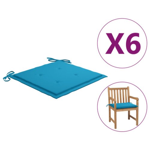 Vidaxl perne scaun de grădină, 6 buc., albastru, 50x50x4 cm, textil
