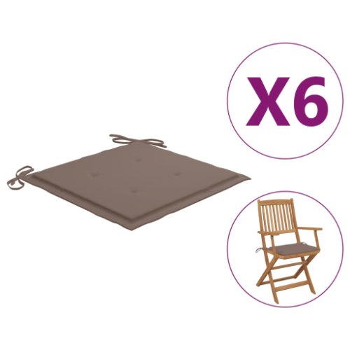Vidaxl perne scaun de grădină, 6 buc., gri taupe, 40x40x4 cm, textil