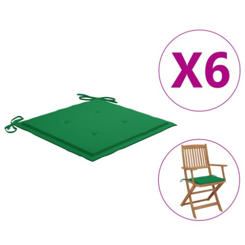Vidaxl perne scaun de grădină, 6 buc., verde, 40x40x4 cm, textil