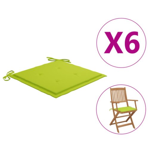 Vidaxl perne scaun grădină, 6 buc., verde aprins, 40x40x4 cm, textil