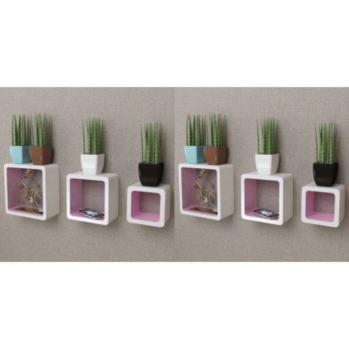 Vidaxl rafturi cub de perete, 6 buc., alb și roz