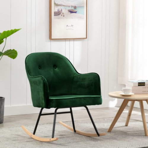 Vidaxl scaun balansoar, verde închis, catifea