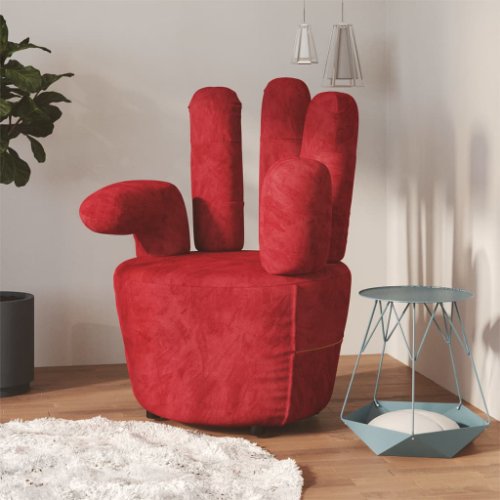 Vidaxl scaun în formă de mână, roșu vin, catifea
