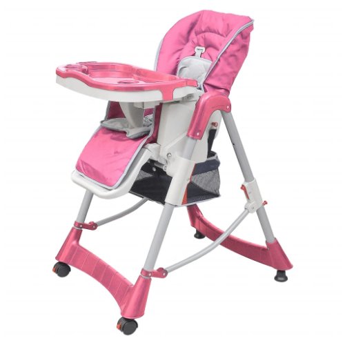 Vidaxl scaun înalt pentru copii, deluxe, roz, înălțime reglabilă