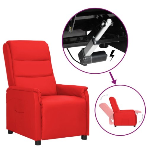 Vidaxl scaun rabatabil cu ridicare,roșu,piele ecologică