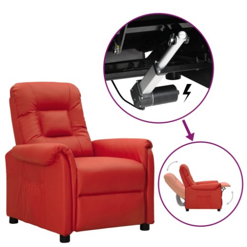 Vidaxl scaun rabatabil cu ridicare,roșu vin,piele ecologică