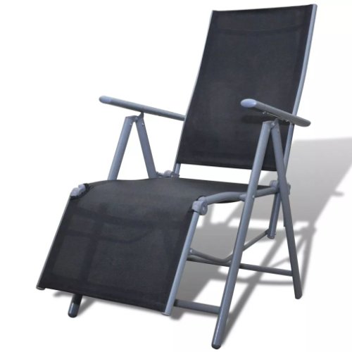 Vidaxl scaun șezlong de grădină, negru, aluminiu 