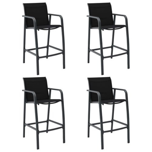 Vidaxl scaune de bar de grădină, 4 buc., negru, textilenă