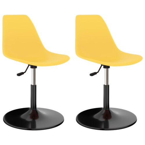 Vidaxl scaune de bucătărie pivotante, 2 buc., galben, pp