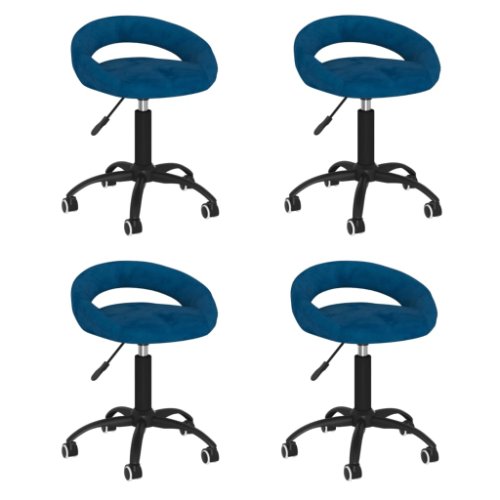 Vidaxl scaune de bucătărie pivotante, 4 buc., albastru, catifea