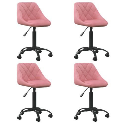 Vidaxl scaune de bucătărie pivotante, 4 buc, roz, catifea 