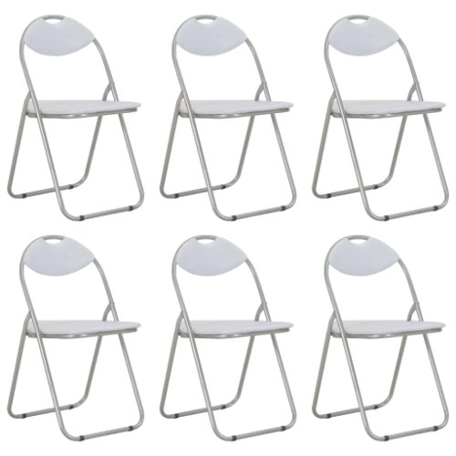 Vidaxl scaune de bucătărie pliabile, 6 buc., alb, piele ecologică 