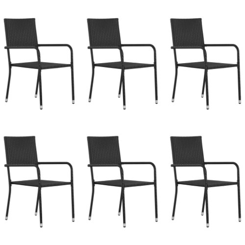 Vidaxl scaune de exterior, 6 buc., negru, poliratan