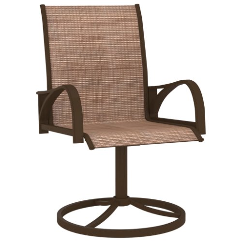 Vidaxl scaune de grădină pivotante, 2 buc., maro, oțel și textilenă