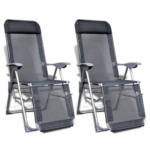 Vidaxl scaune de grădină pliabile 2 buc. gri aluminiul și textilenă 