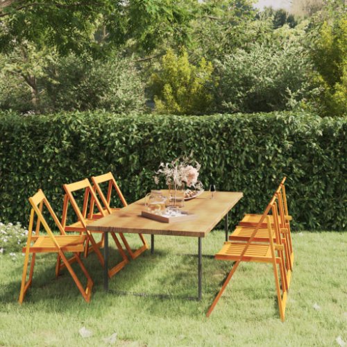 Vidaxl scaune de grădină pliabile, 6 buc., lemn masiv acacia