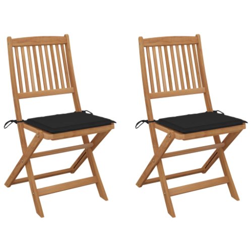 Vidaxl scaune de grădină pliabile, cu perne, 2 buc., lemn masiv acacia