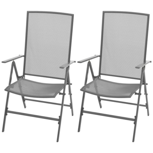 Vidaxl scaune de grădină stivuibile, 2 buc., gri, oțel 