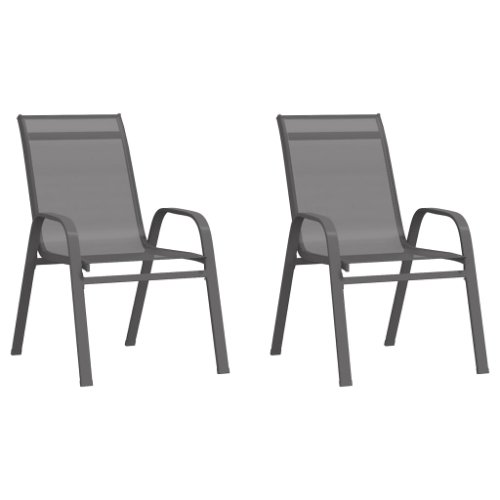 Vidaxl scaune de grădină stivuibile, 2 buc., gri, textilenă