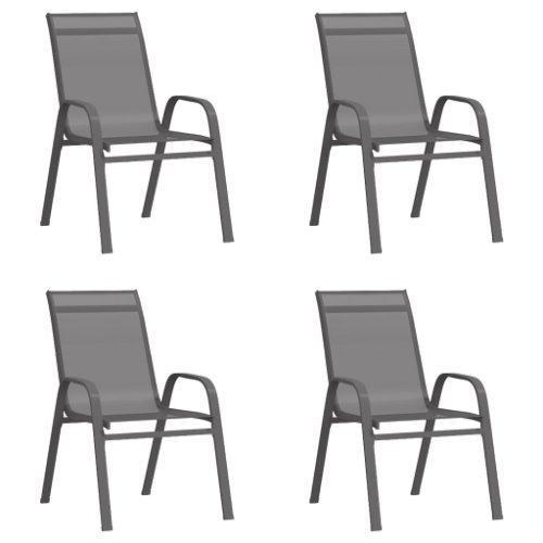 Vidaxl scaune de grădină stivuibile, 4 buc., gri, textilenă