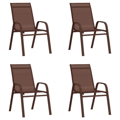 Vidaxl scaune de grădină stivuibile, 4 buc., maro, textilenă