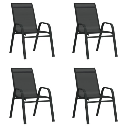 Vidaxl scaune de grădină stivuibile, 4 buc., negru, textilenă