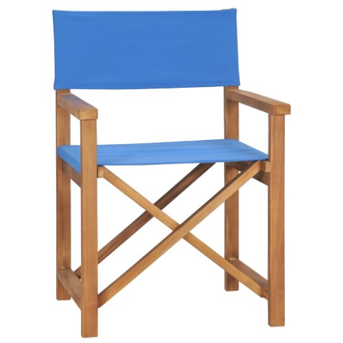 Vidaxl scaune de regizor pliante, 2 buc., albastru, lemn masiv de tec