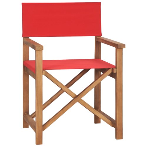 Vidaxl scaune de regizor pliante, 2 buc., roșu, lemn masiv de tec