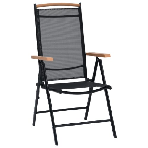 Vidaxl scaune pliante de grădină, 2 buc., negru, aluminiu și textilenă