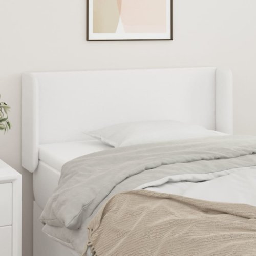 Vidaxl tăblie de pat cu aripioare alb 103x16x78/88 cm piele ecologică