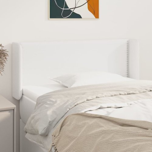 Vidaxl tăblie de pat cu aripioare alb 83x16x78/88 cm piele ecologică