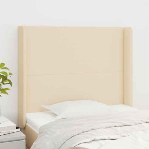 Vidaxl tăblie de pat cu aripioare, crem, 103x16x118/128 cm, textil