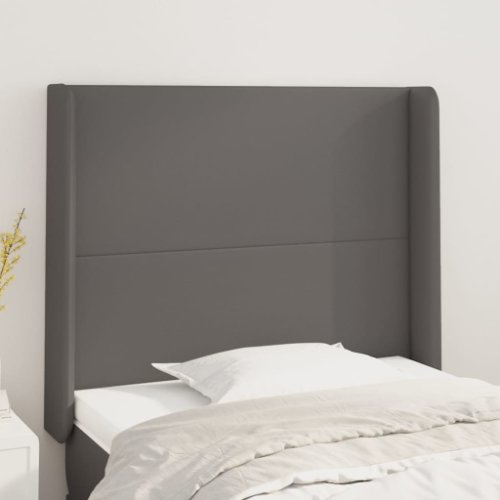 Vidaxl tăblie de pat cu aripioare, gri , 83x16x118/128 cm, piele eco