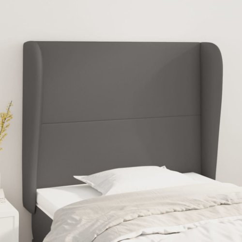 Vidaxl tăblie de pat cu aripioare, gri, 83x23x118/128 cm, piele eco