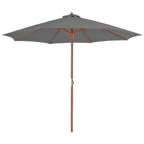 Vidaxl umbrelă de soare de exterior, stâlp din lemn, 300 cm, antracit